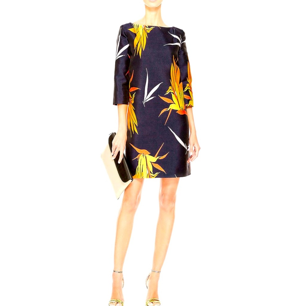 Marni Navy and Yellow Floral Long Sleeve Dress